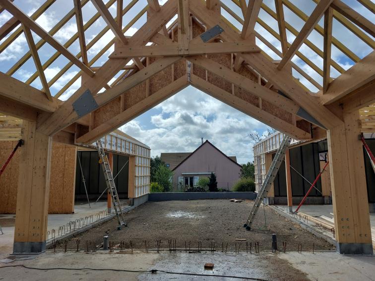 MAM Auvers-le-Hamon 72 Sarthe Paille Bois Construction cf.architecture architecture chantier
