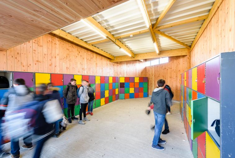 ossature bois architecture 53 college préau polycarbonate